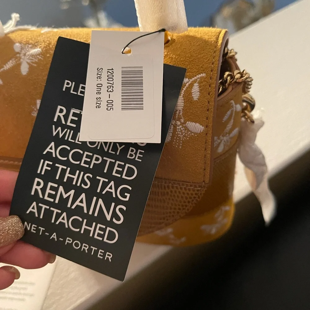 CHLOÉ Aby Lock Small Lizard-effect Leather-trimmed Embroidered Suede Bag - Picture 5 of 16